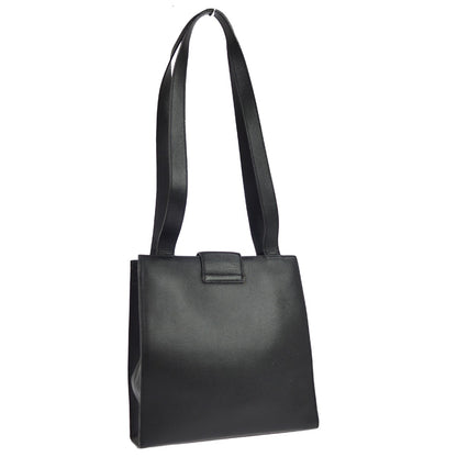 Celine Vintage Turnlock Leather, Black, Leather, Shoulder Bag