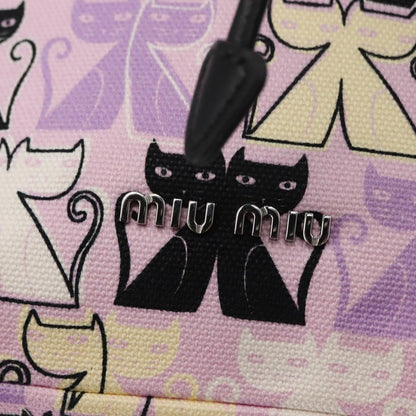 Miu Miu Drawstring Printed Canvas, Pink, Canvas, Clutch
