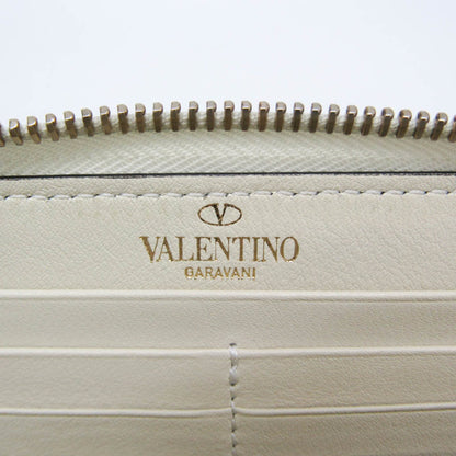 Valentino Garavani Rockstud Zip Around Leather, White, Leather, Wallet