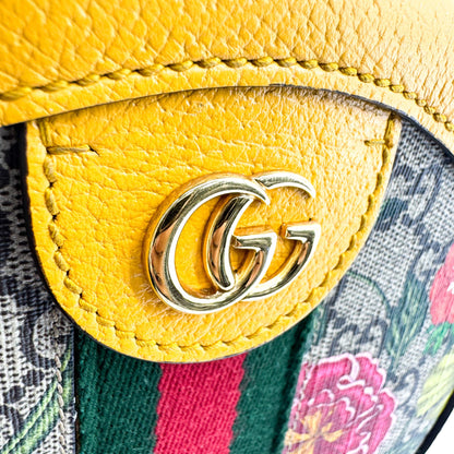 Gucci Ophidia Round Flora GG Coated Canvas, Beige, Canvas, Shoulder Bag