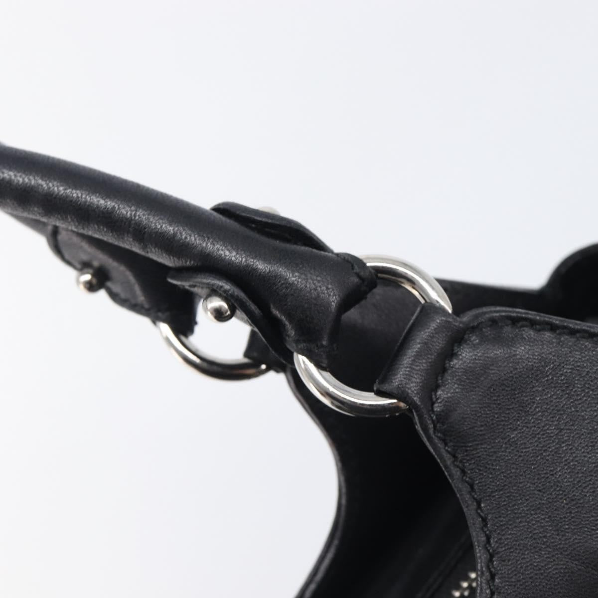 Salvatore Ferragamo Gancini Leather, Black, Leather, Handbag