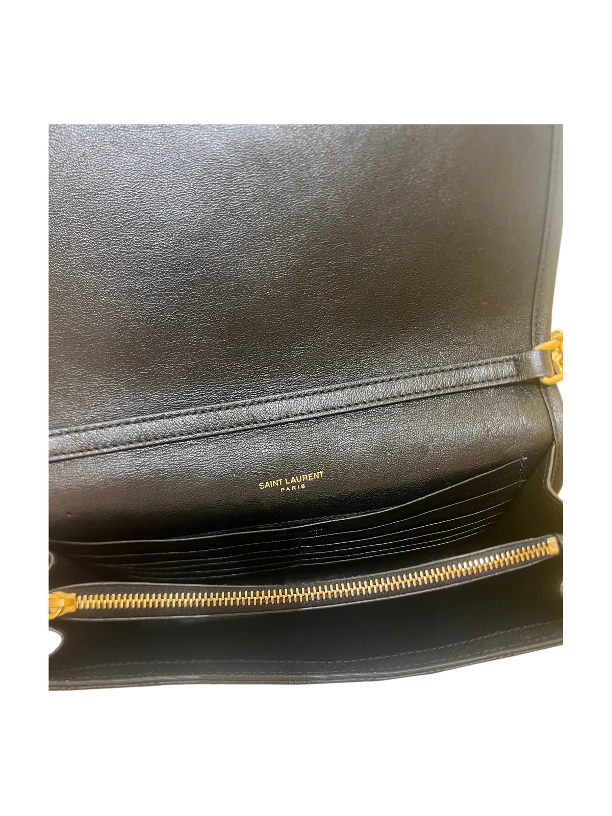 Saint Laurent Becky Chain Quilted Leather, Black, Leather, Handbag