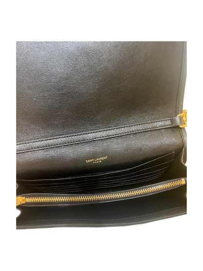 Saint Laurent Becky Chain Quilted Leather, Black, Leather, Handbag