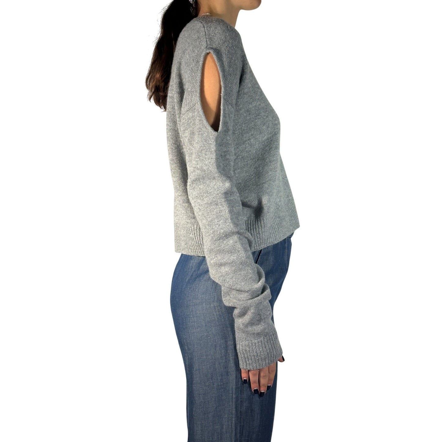 ALEXANDER MCQUEEN Cold Shoulder Wool Sweater