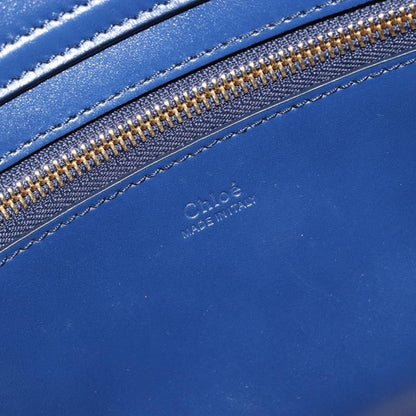 Chloe C Zipped Leather, Blue, Leather, Tote Bag