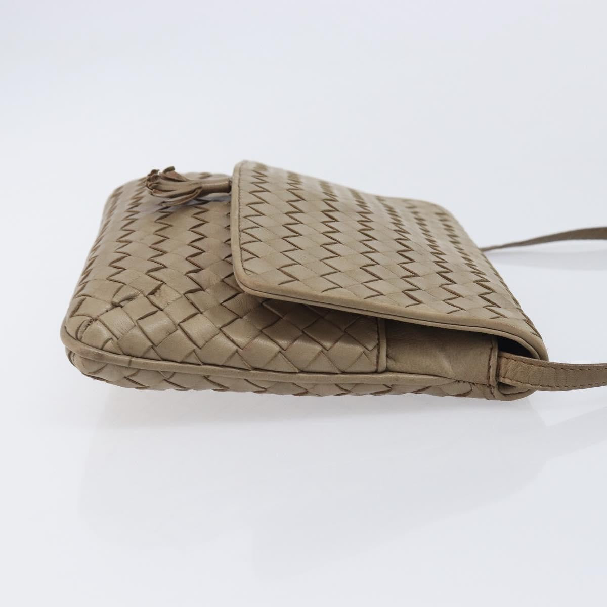 Bottega Veneta Tassel Flap Intrecciato Nappa, Beige, Leather, Crossbody Bag