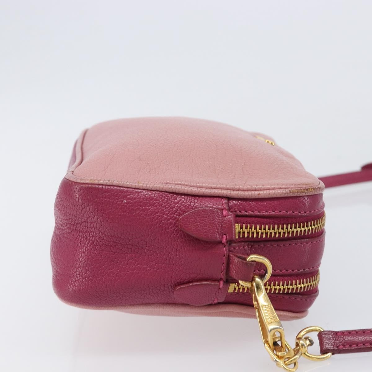 Miu Miu Madras Double Zip Leather, Pink, Leather, Crossbody Bag