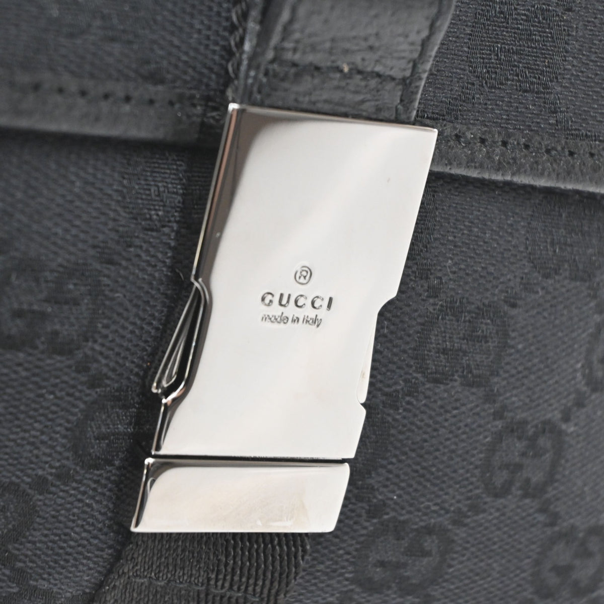 Gucci Buckle Waist GG Canvas and leather, Black, Canvas, Clutch