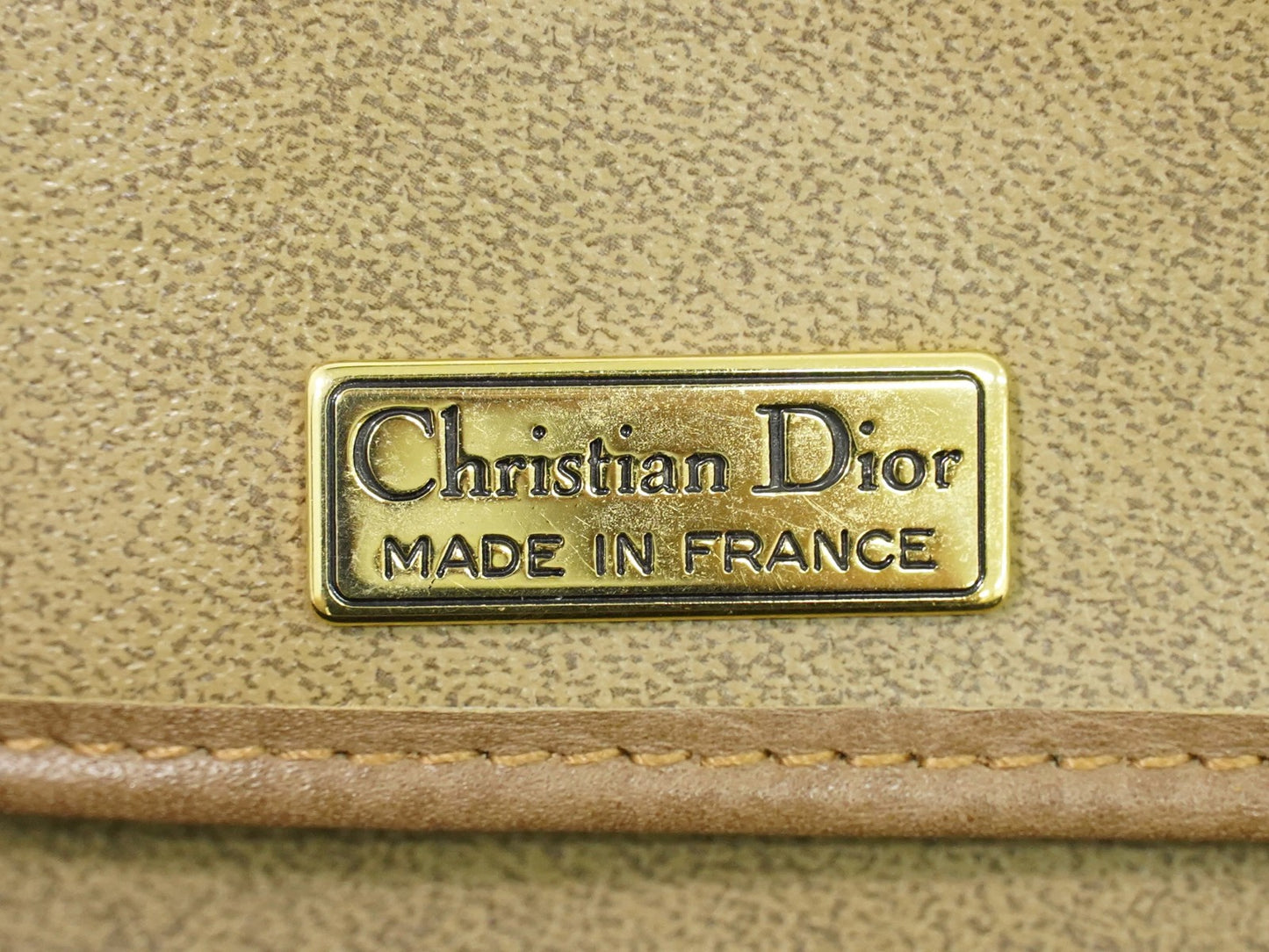 Christian Dior Vintage CD Flap Leather, Beige, Leather, Shoulder Bag