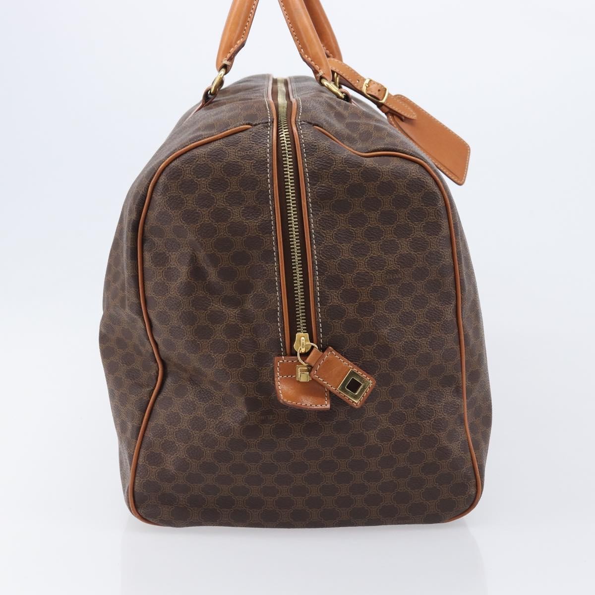 Celine Boston Triomphe Coated Canvas, Brown, Canvas, Handbag