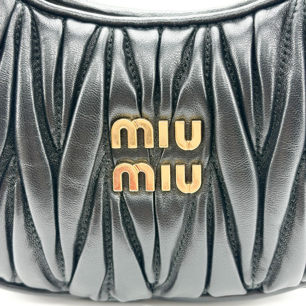 Miu Miu Wander Hobo Matelasse Leather, Black, Leather, Shoulder Bag