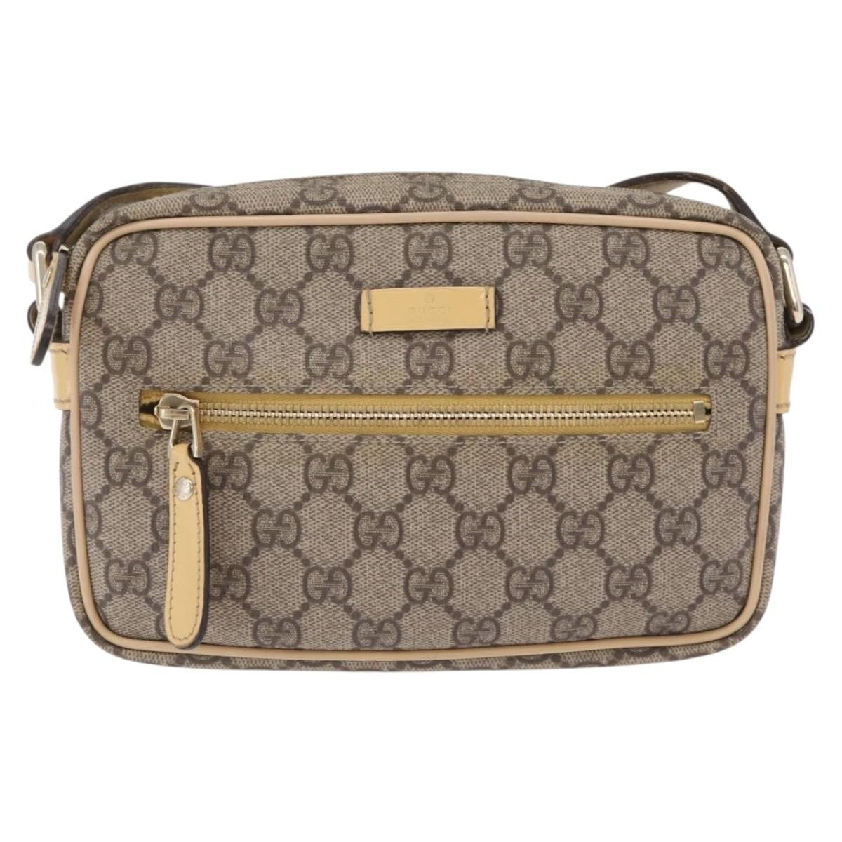 Gucci Front Zip GG Canvas, Beige, Canvas, Crossbody Bag