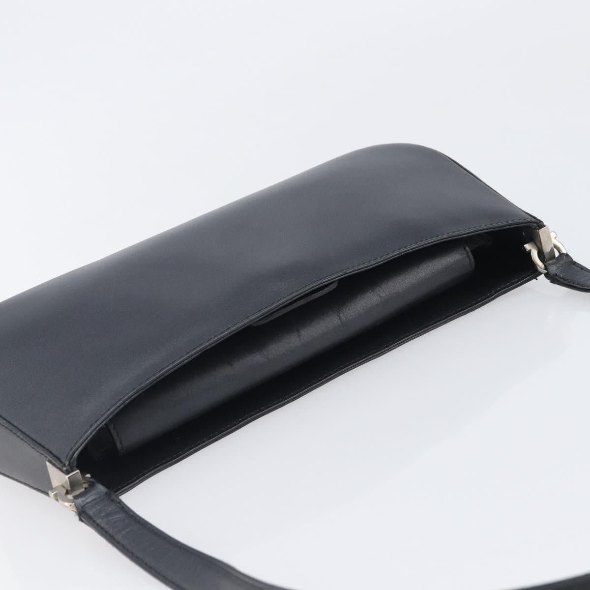 Salvatore Ferragamo Gancini Leather, Black, Leather, Shoulder Bag