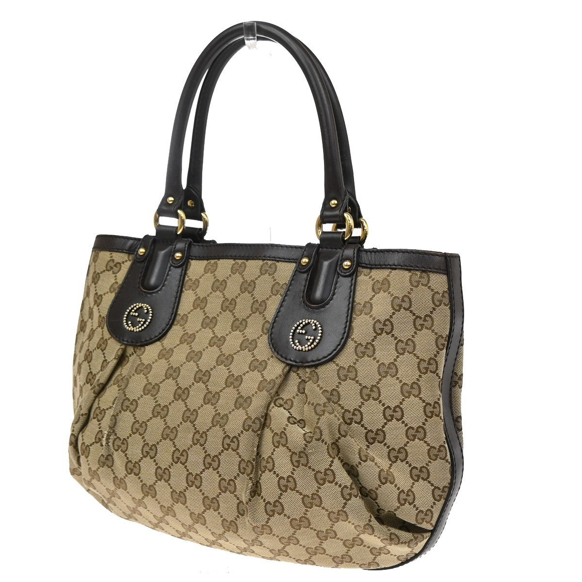 Gucci Scarlett GG Canvas with Leather, Brown, Canvas, Tote Bag