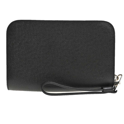 Louis Vuitton Pochette Baikal Clutch Taiga Leather, Black, Leather, Clutch