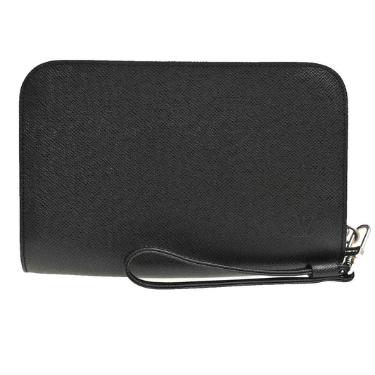 Louis Vuitton Pochette Baikal Clutch Taiga Leather, Black, Leather, Clutch