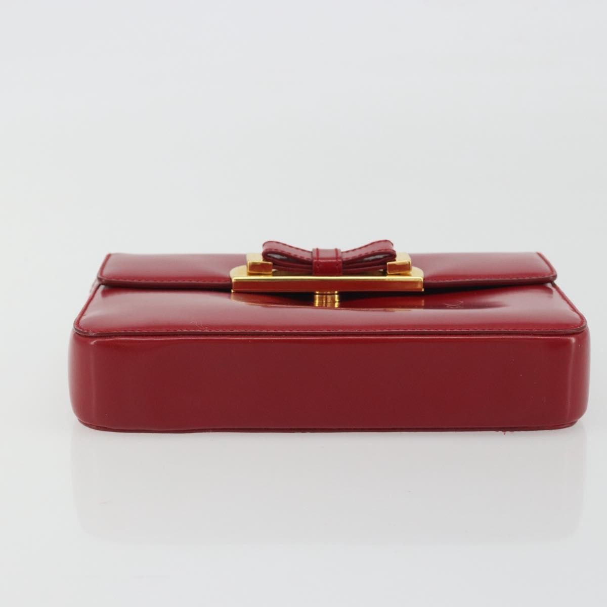 Prada Bow Top handle Leather, Red, Leather, Handbag