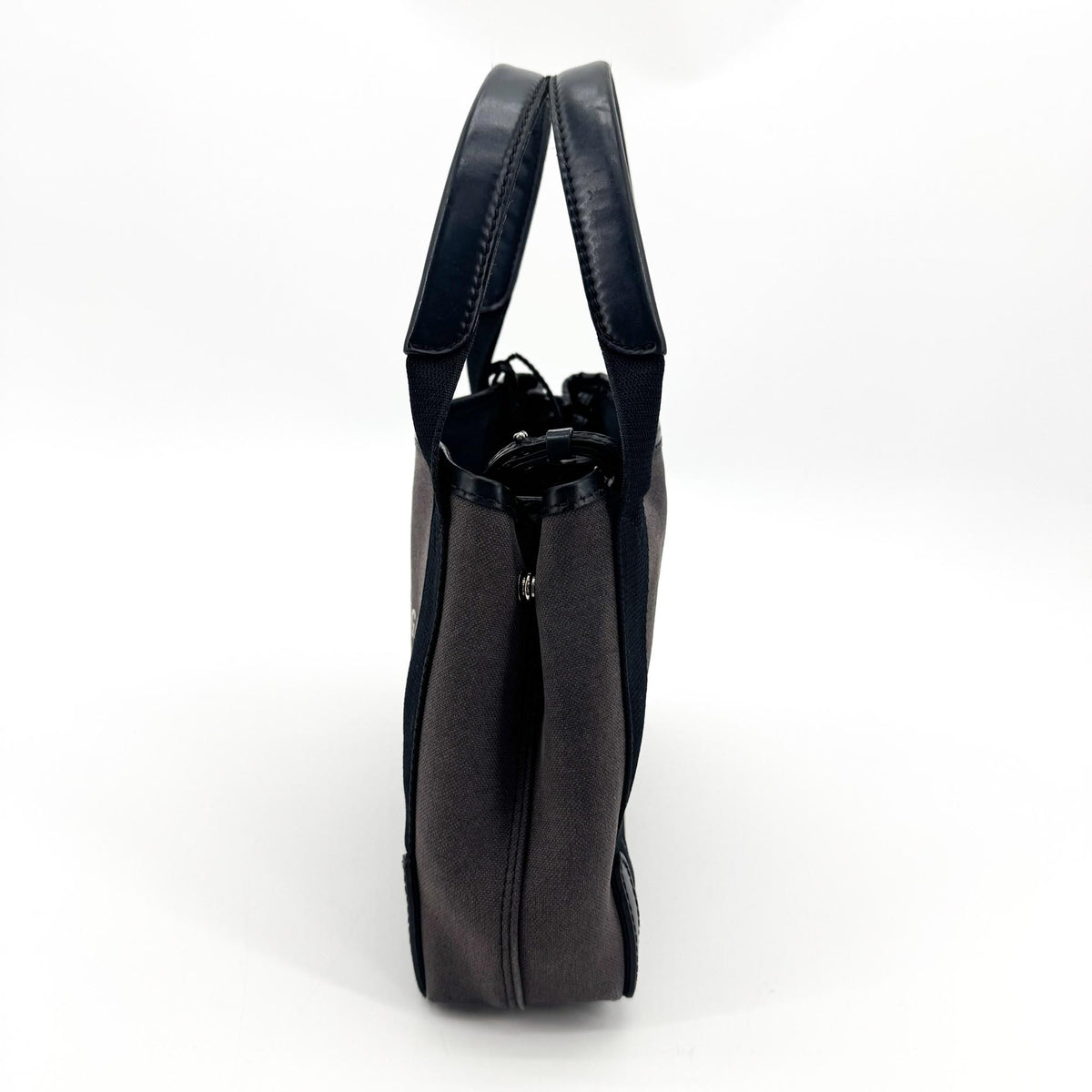 Balenciaga Navy Cabas Canvas with Leather, Black, Canvas, Tote Bag