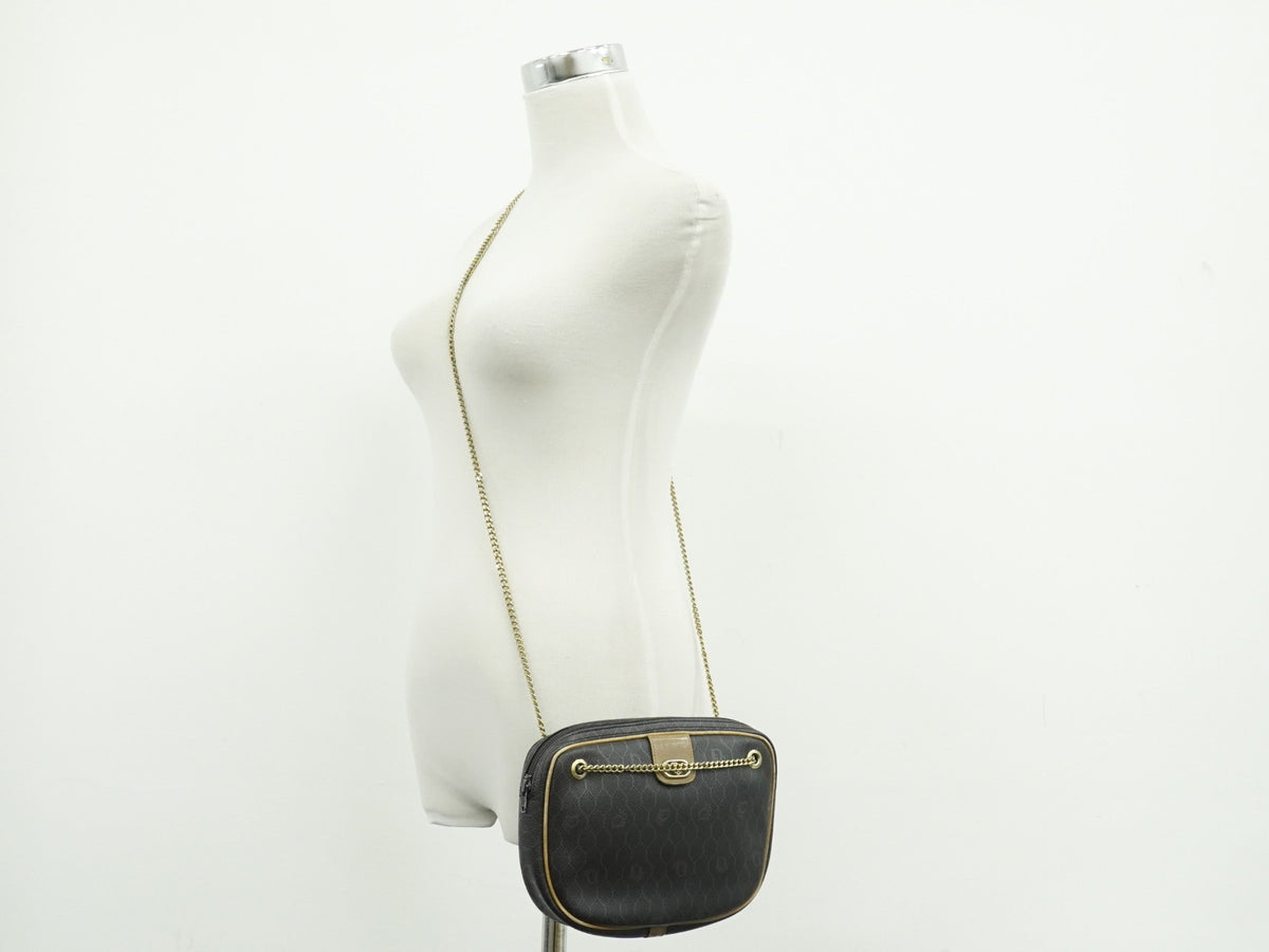 Christian Dior Vintage Honeycomb Canvas, Black, Canvas, Shoulder Bag