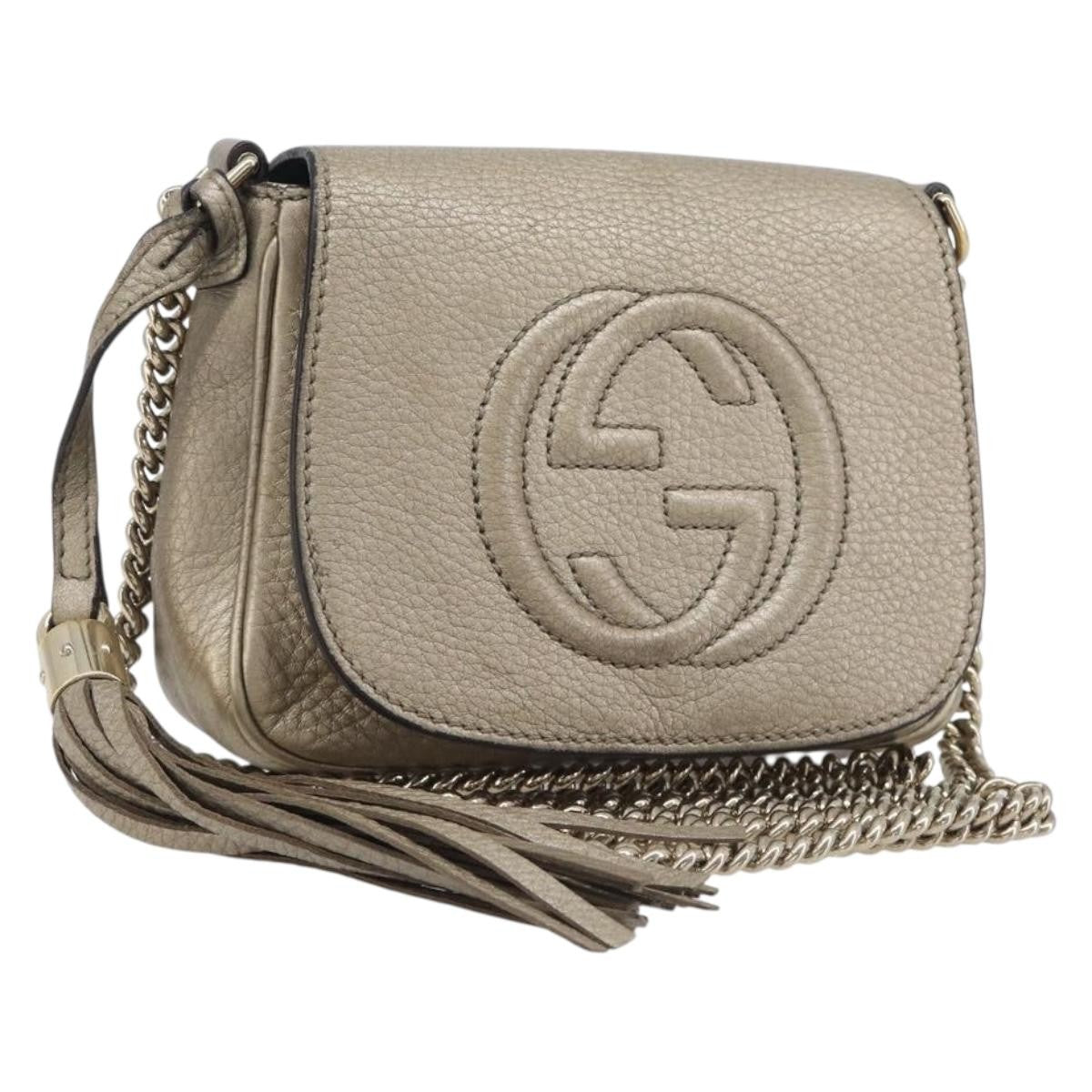 Gucci Soho Chain Leather, Gold, Leather, Crossbody Bag
