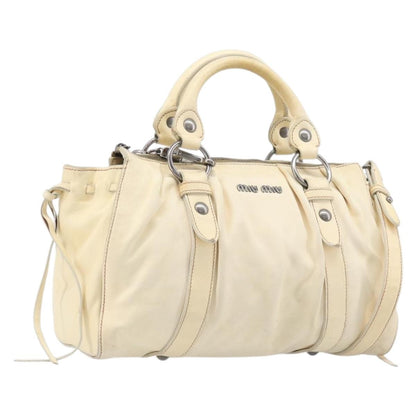 Miu Miu Vitello Lux Leather, Beige, Leather, Handbag