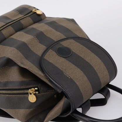 Fendi Vintage Pequin Logo Coated Canvas, Brown, Canvas, Backpack
