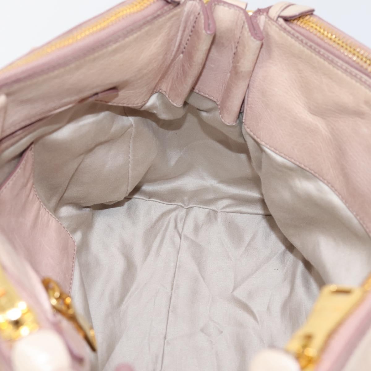 Miu Miu Vitello Lux Ring Satchel Leather, Pink, Leather, Handbag