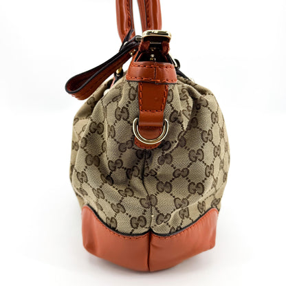 Gucci Sukey Top Handle Satchel GG Canvas with Leather, Brown, Canvas, Handbag