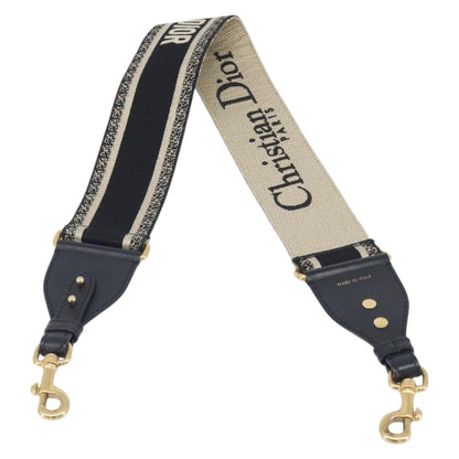 Christian Dior Logo Shoulder Strap Embroidered Canvas, Navy, Canvas, Straps