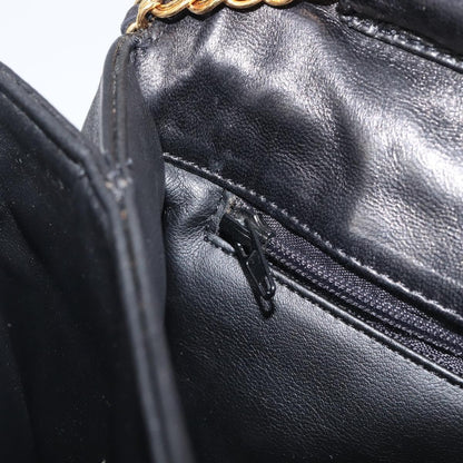 Bally Vintage Chain Quilted Leather, Black, Leather, Shoulder Bag