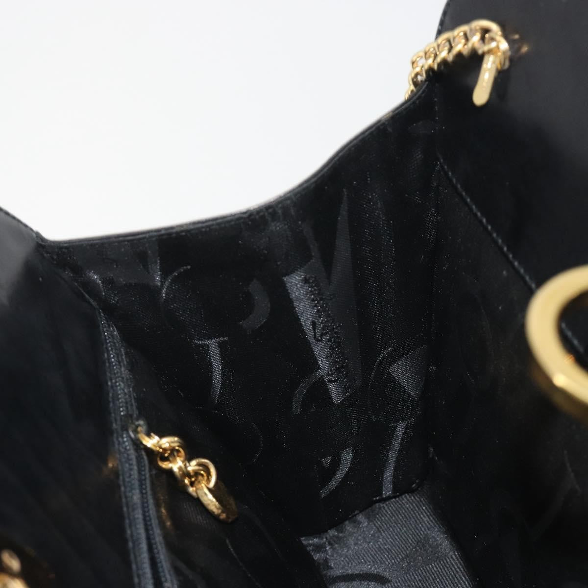 Salvatore Ferragamo Vintage Gancini Chain Leather, Black, Leather, Shoulder Bag