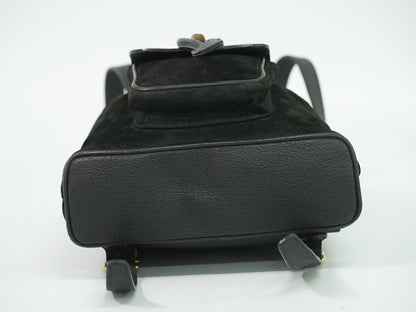 Gucci Vintage Bamboo Suede, Black, Suede, Backpack