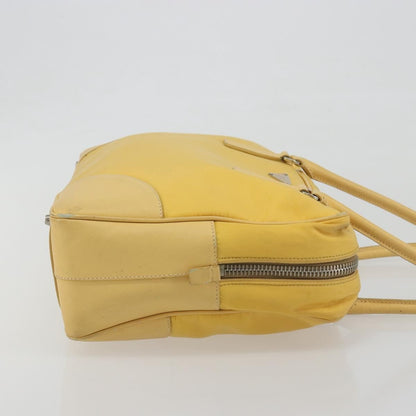 Prada Bauletto Tessuto with Saffiano Leather, Yellow, Canvas, Handbag