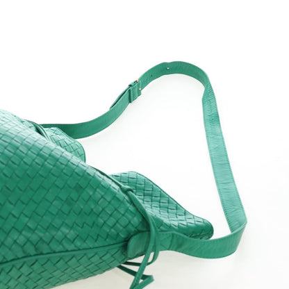 Bottega Veneta Intrecciato Shoulder Leather, Green, Leather, Shoulder Bag