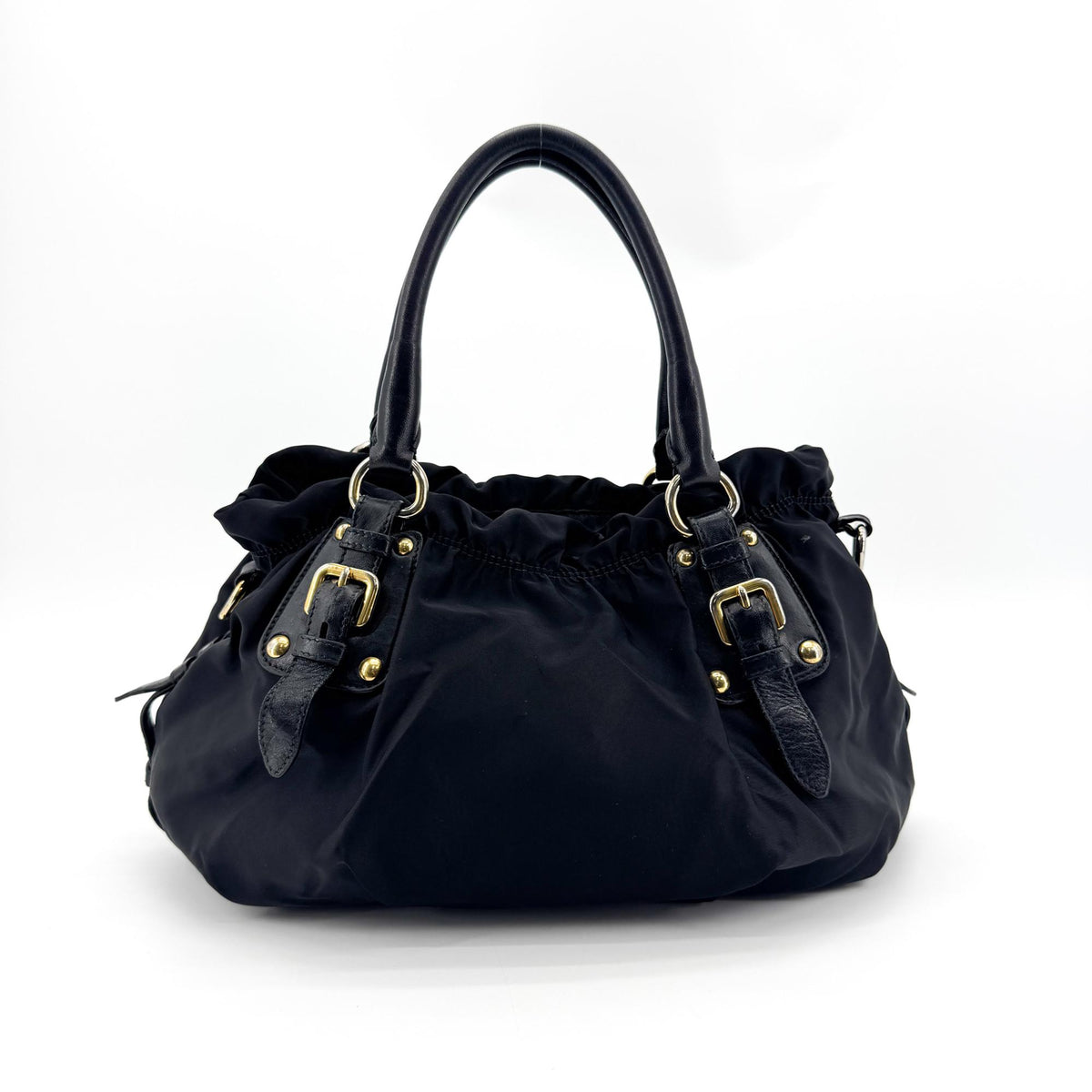 Prada Gaufre Nappa Leather, Black, Nylon, Tote Bag