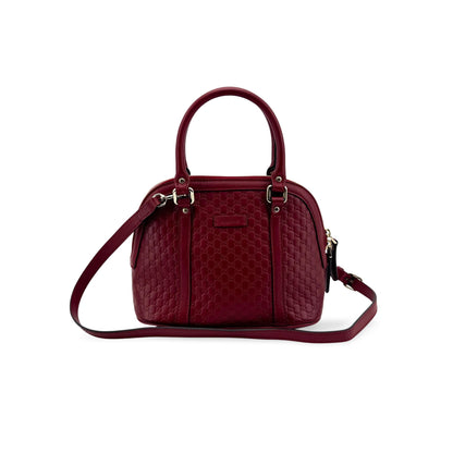 Gucci Convertible Dome Satchel Guccissima Leather, Burgundy, Leather, Handbag