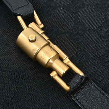 Gucci Piston Lock Jackie Hobo GG Canvas, Black, Canvas, Shoulder Bag