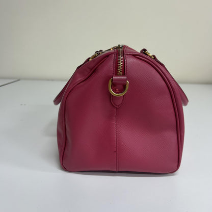 Prada Bowler Perforated Saffiano Leather, Pink, Leather, Handbag
