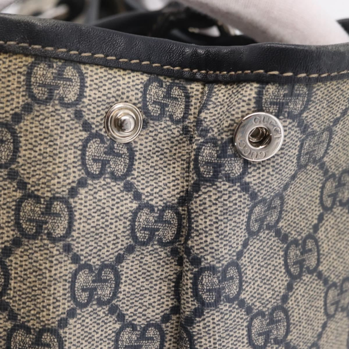 Gucci Open Tote GG Canvas and Leather, Navy, Canvas, Handbag