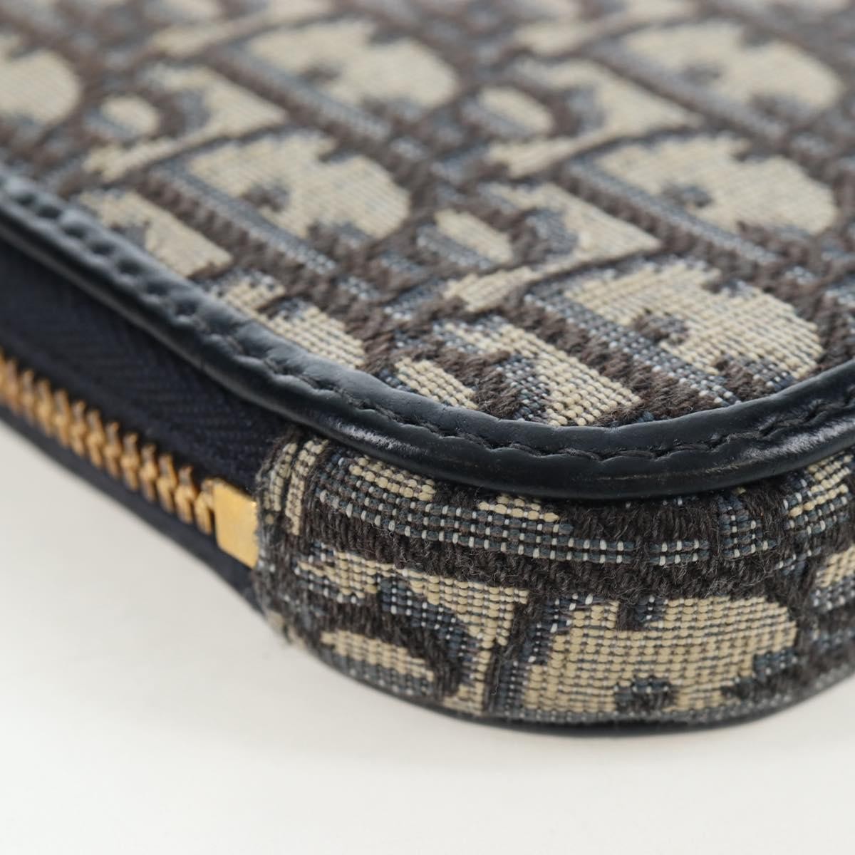 Christian Dior 30 Montaigne Phone Holder on Chain Oblique Canvas, Navy, Canvas, Crossbody Bag