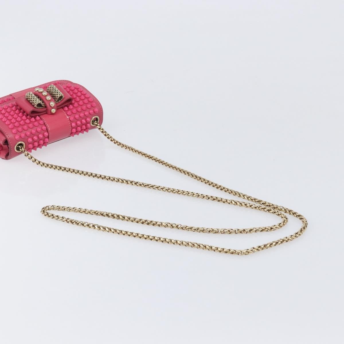 Christian Louboutin Sweet Charity Spiked Leather, Pink, Leather, Crossbody Bag