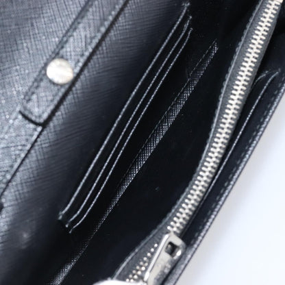 Prada Flap Studded Saffiano Leather, Black, Leather, Crossbody Bag
