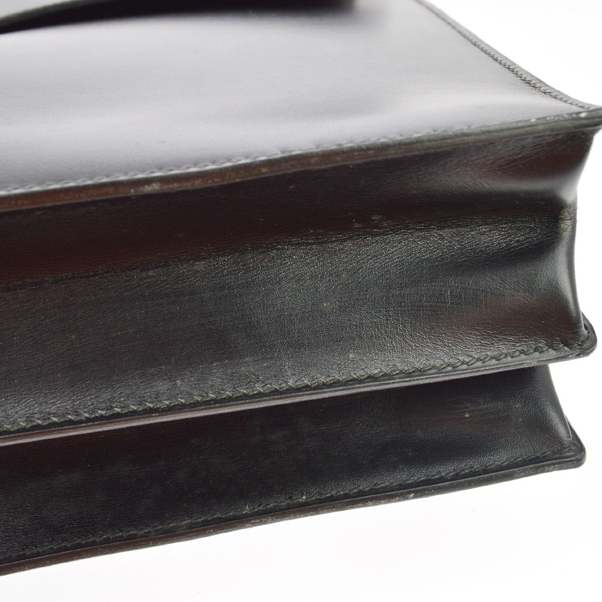 Hermes Sac a Depeches Box Calf, Black, Leather, Handbag