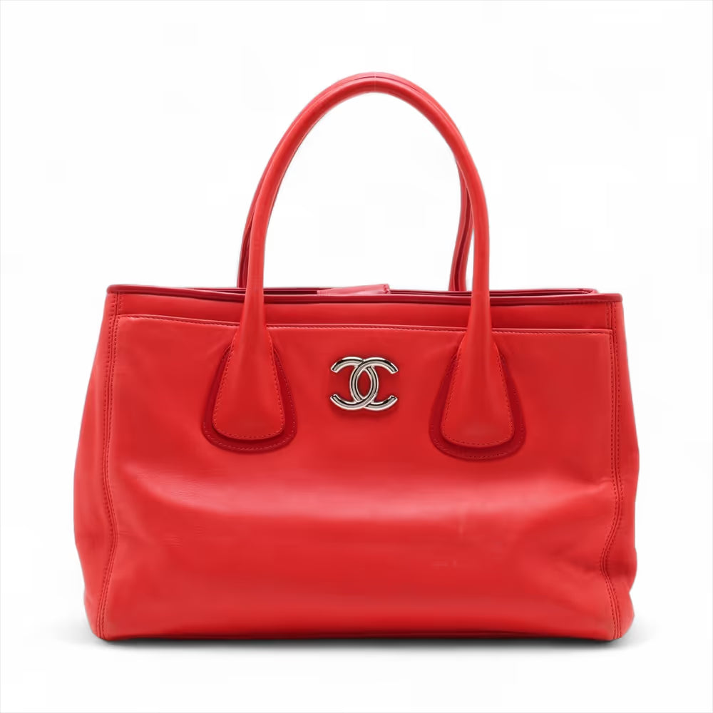Chanel Cerf Executive Tote Leather, RED, LEATHER, Handbag