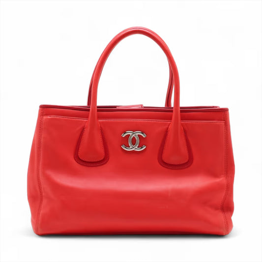 Chanel Cerf Executive Tote Leather, RED, LEATHER, Handbag