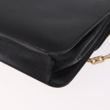 Celine Shoulder Leather, Black, Leather, Shoulder Bag