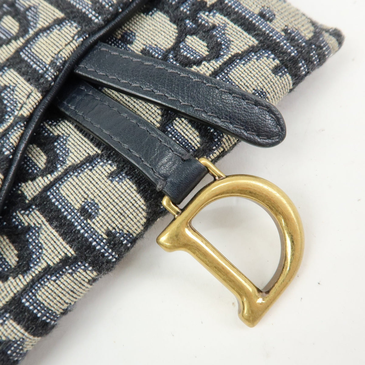 Christian Dior Saddle Pouch Leather, Beige, Canvas, Clutch