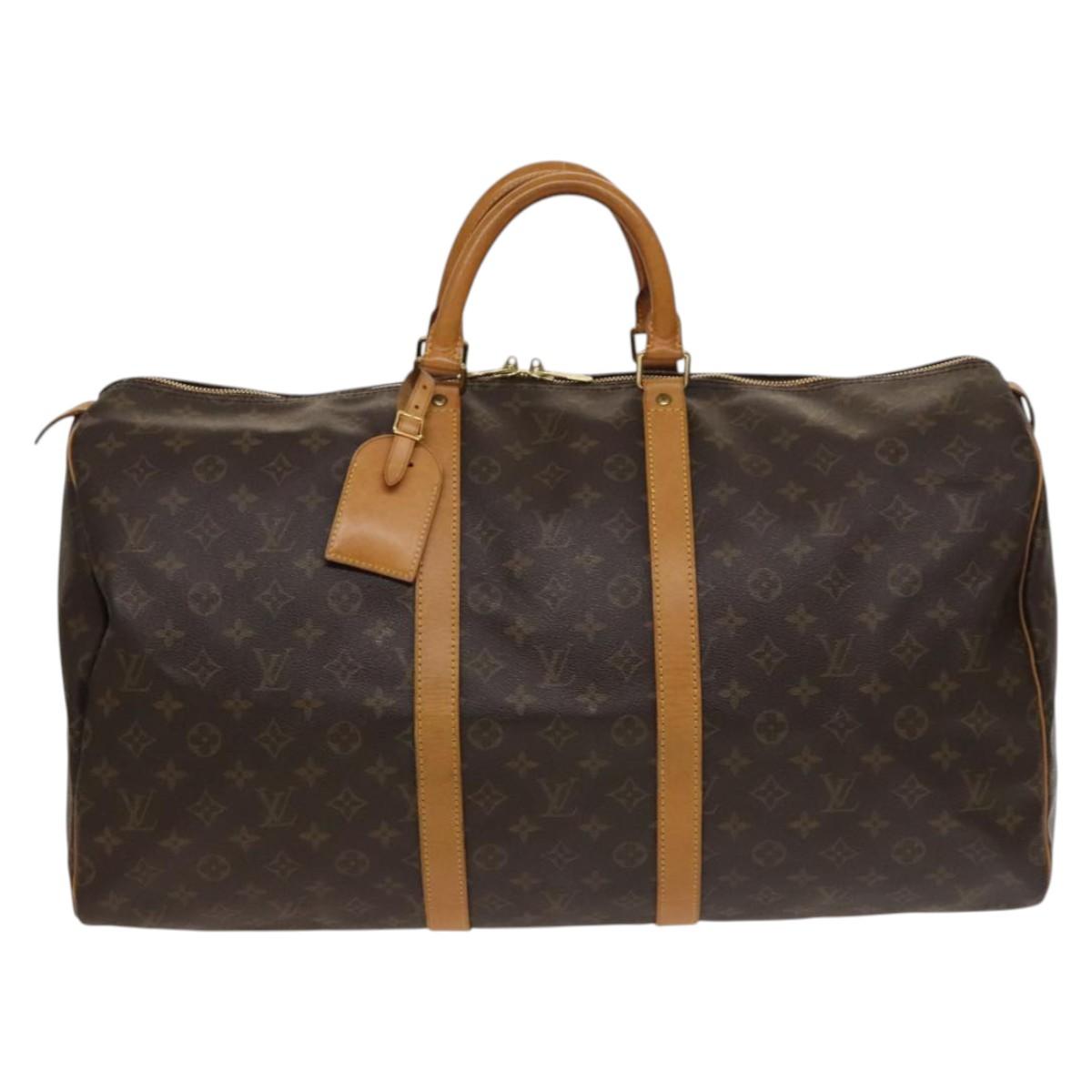 Louis Vuitton Keepall Bag Monogram Canvas, BROWN, CANVAS, Travel bag