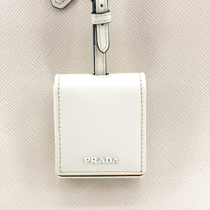 Prada Monochrome Saffiano with City Calf, White, Leather, Tote Bag