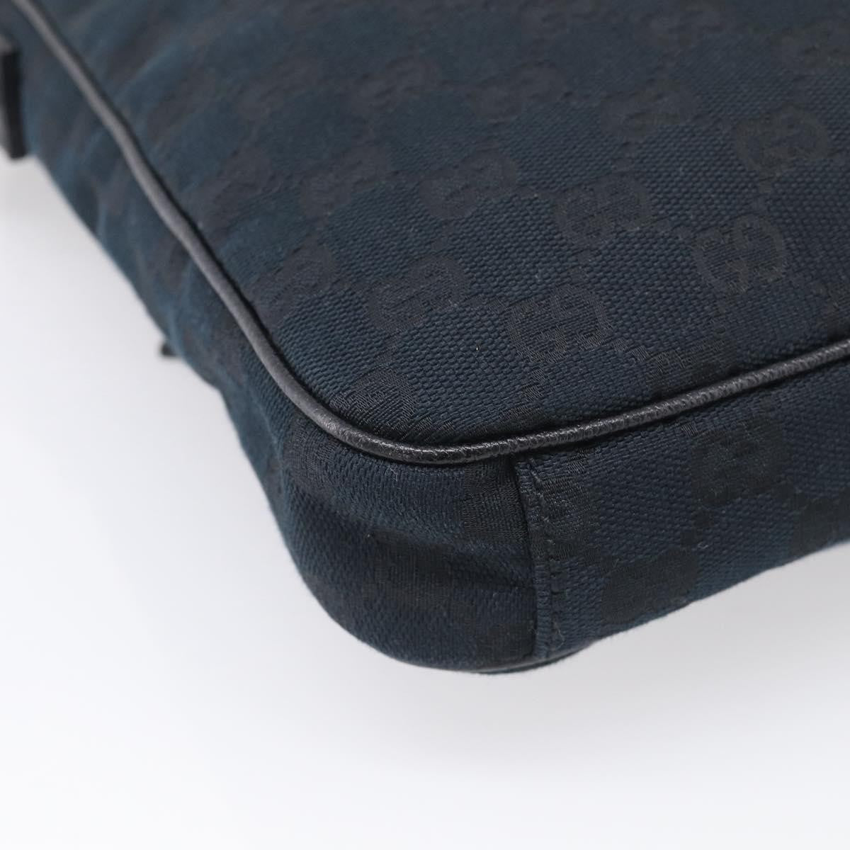 Gucci Front Zip Messenger Canvas and Leather, Black, Canvas, Crossbody Bag